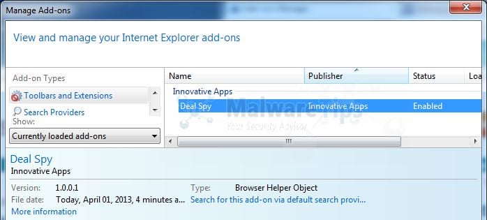 [Image: Deal Spy Internet Explorer extension]