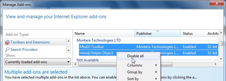 [Image: Mixi Dj Claro Search Internet Explorer extensions]