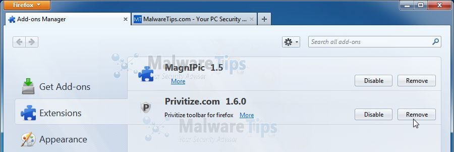 [Image: Privitize VPN Firefox extension]