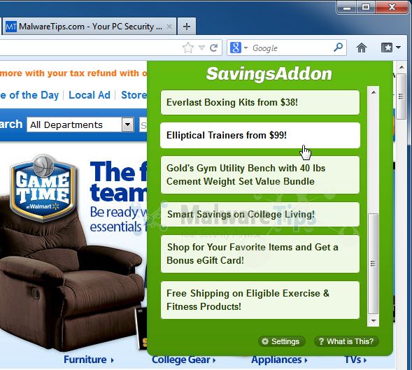 [Image: Savings Addon virus]