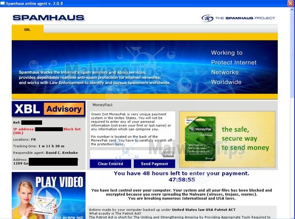 [Image: Spamhaus MoneyPak virus]