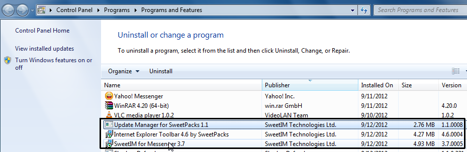 Remove Sweetpacks Toolbar (Removal Guide)