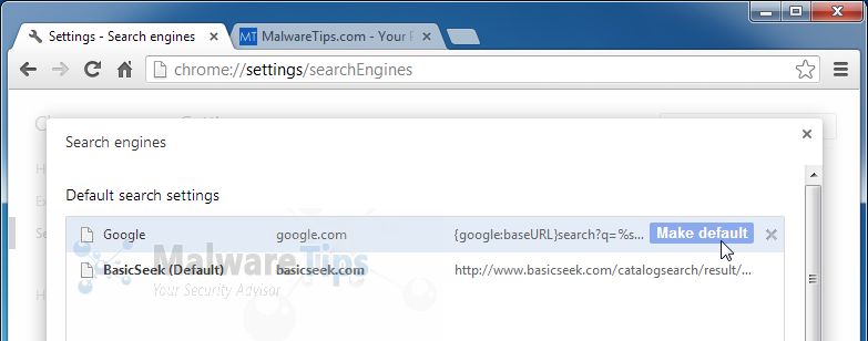 [Image: Basicseek Chrome redirect]