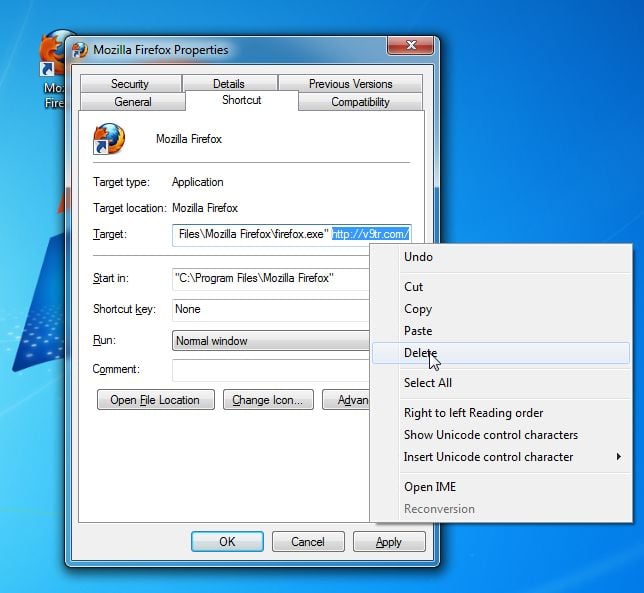 [Image: v9tr.com shortcut hijack]