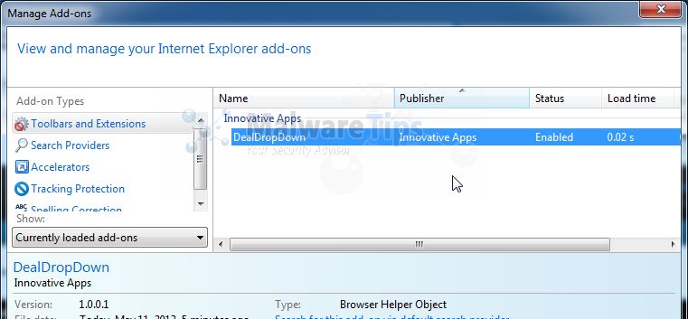 [Image: DealDropDown Internet Explorer extension]