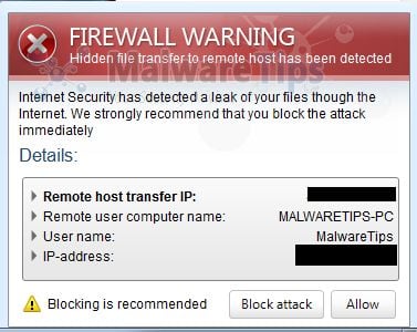 [Image: Internet Security 2014 Firewall Warning]