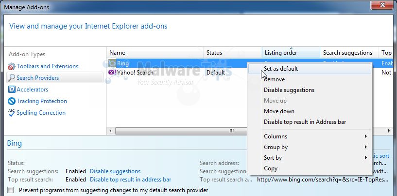 [Image: DealBrowsing Internet Explorer search hijack]