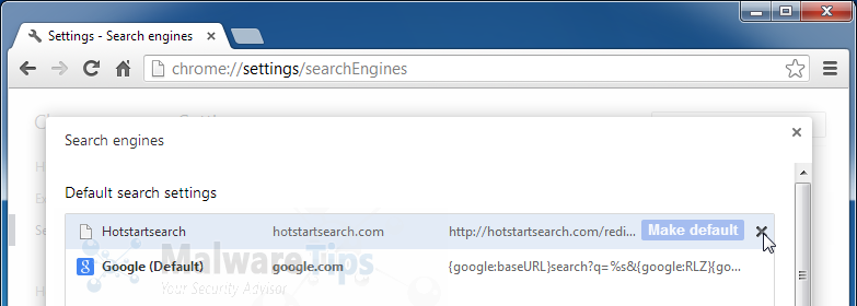 [Image: remove HotStartSearch from Chrome]