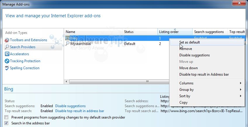 [Image: MySearchDial Search Internet Explorer]