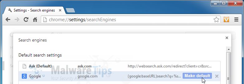 how to change ask.com to google in chrome