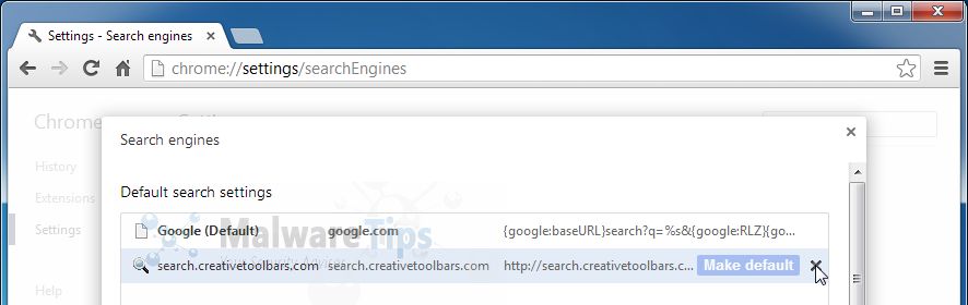 [Image: search.creativetoolbars.com Chrome removal]