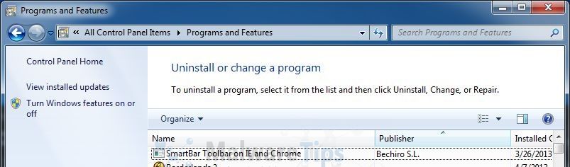 [Image: Uninstall SmartBar Toolbar on IE and Chrome program]