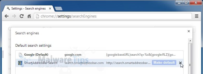 [Image: search.smartaddressbar.com Chrome redirect removal]