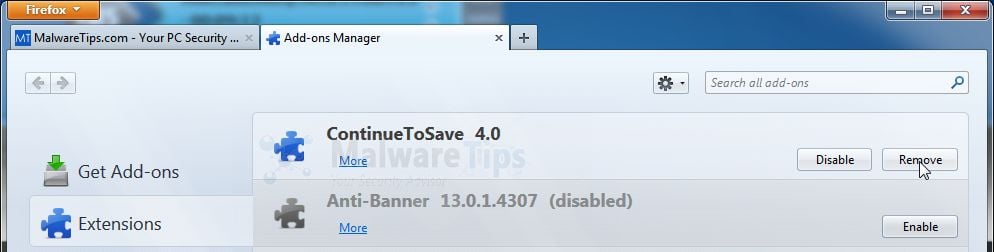 [Image: Continue To Save Firefox extensions]