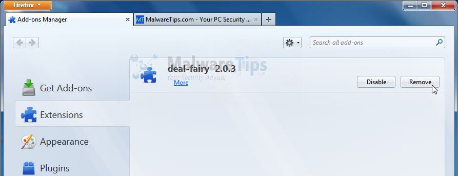 [Image: Deal Fairy Firefox virus]