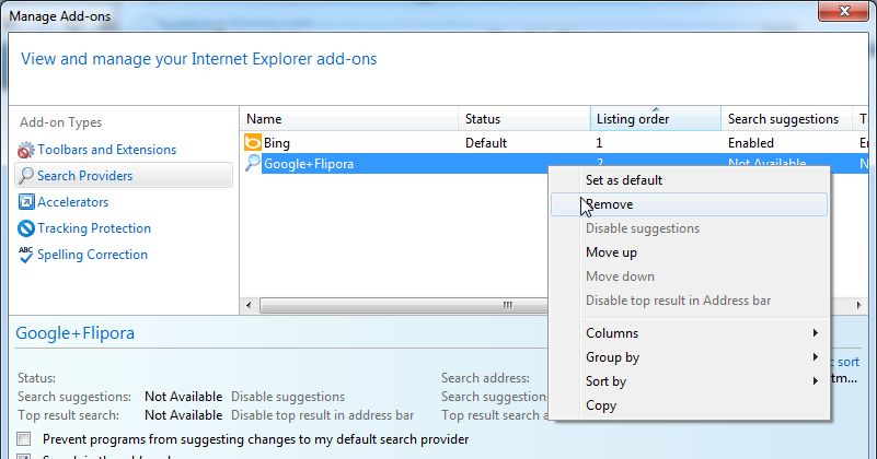 [Image: Flipora Search Internet Explorer removal]