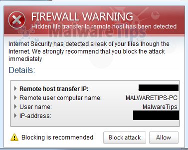 [Image: Internet Security Plus Firewall Warning]