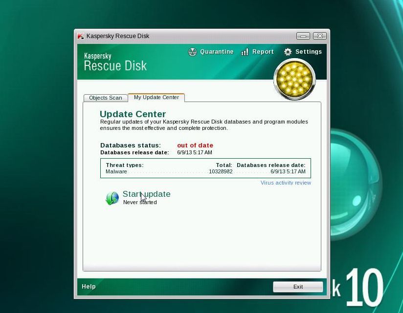 [Image: Updating Kaspersky Rescue Disk antivirus definitions]