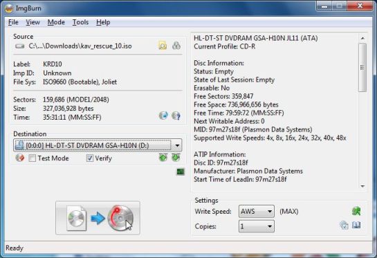 how to read scan from kaspersky rescue disk