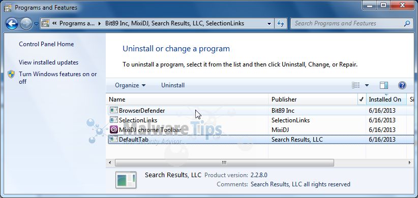 [Image: Uninstall Inksdata programs