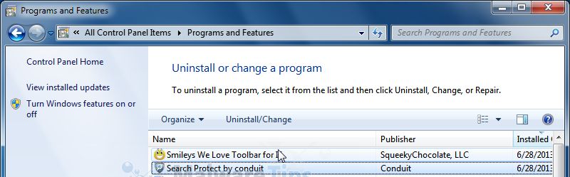 [Image: Uninstall Oople Toolbar from Windows]