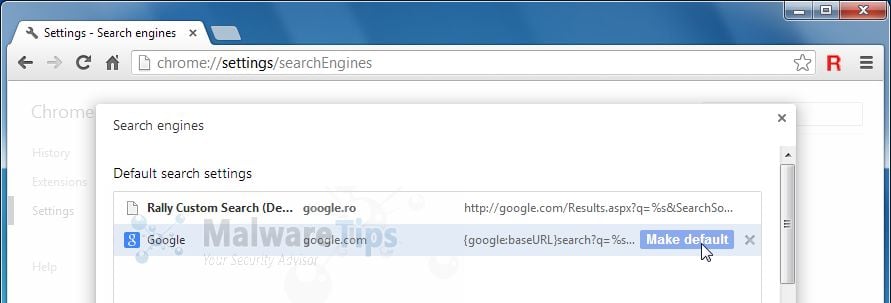 [Image: Rally Custom Search in Google Chrome]