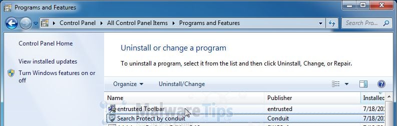 [Image: Uninstall Entrusted Toolbar from Windows]