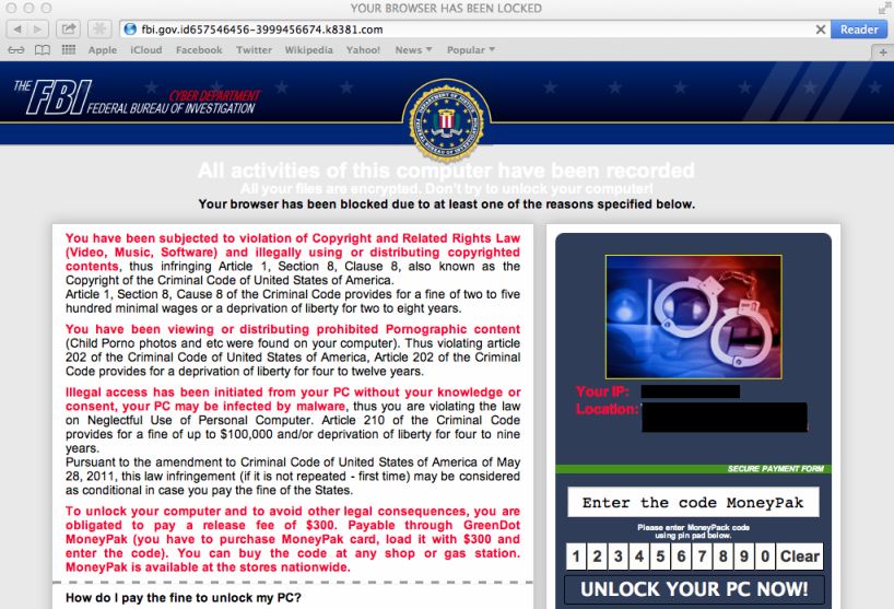818px x 557px - How To Remove The FBI Mac OS X Virus (MoneyPak Scam)