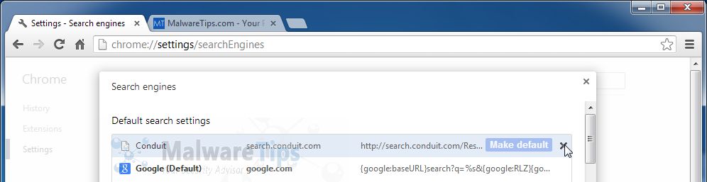 [Image: Hotspot Shield Customized Web Search Chrome removal]