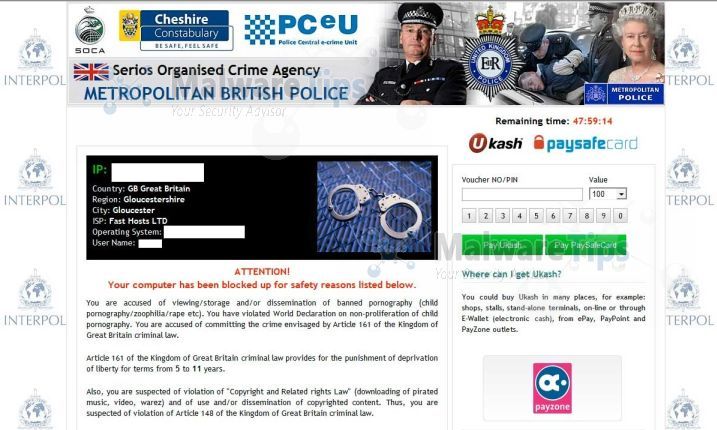 Metropolitan British Police Ukash scam