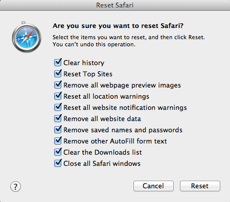[Image: Reset Safari to default settings]