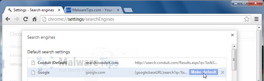 [Image: SearchFly Customized Web Search Chrome hijack]
