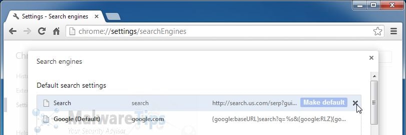 Start.search.us.com Google Chrome removal