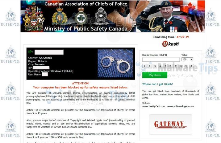 [Image: Ministry of Public Safety Canada Ukash virus]