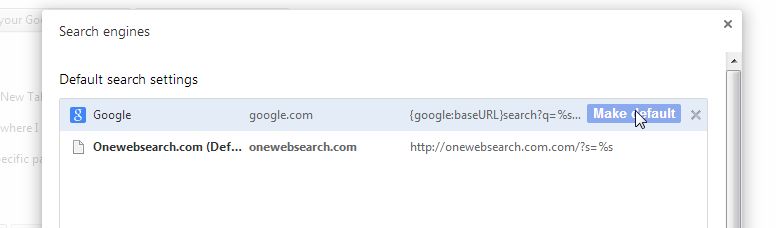 [Image: onewebsearch.com Chrome redirect]