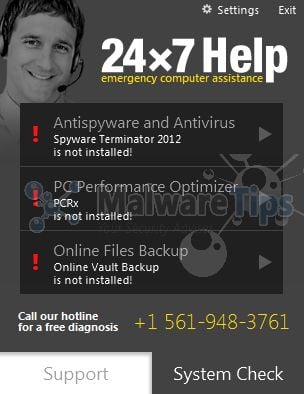 [Image: 24x7 Help pop-up virus]