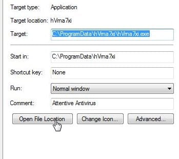 [Picture of Antiviral Factory 2013 malicious files path