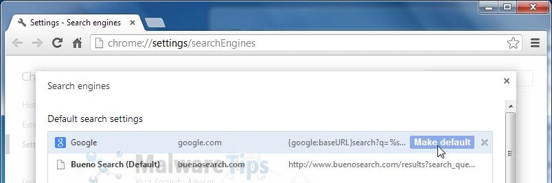 [Image: Bueno Search Chrome redirect]