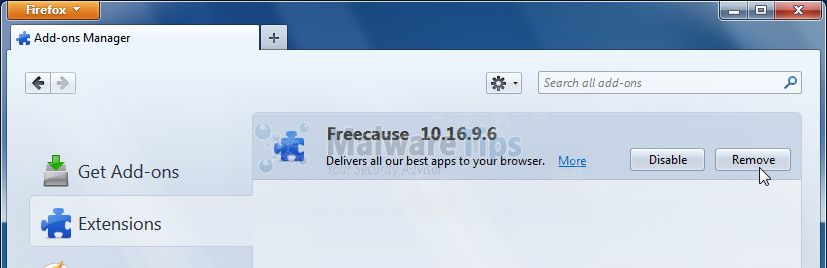 [Image: Freecause Toolbar Firefox extension]