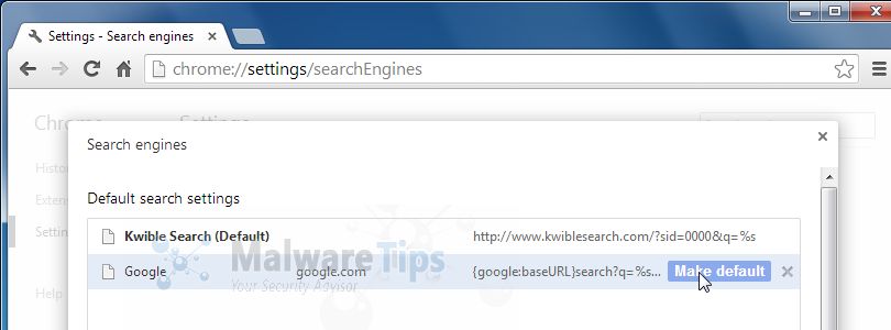 [Image: Kwible Search Chrome hijack]