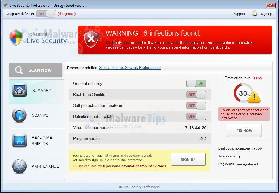 [Image: Live Security Professional malware]