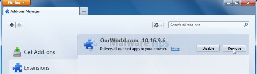 [Image: OurWorld Toolbar Firefox extension]