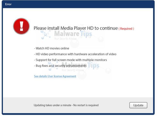 Please Install Media HD Player to Continue virus