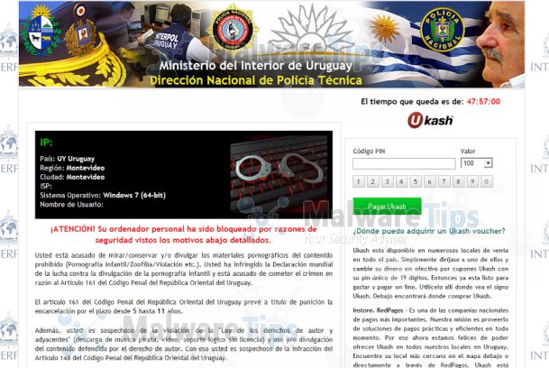 [Image: Dirección Nacional de Policía Técnica Ukash virus]