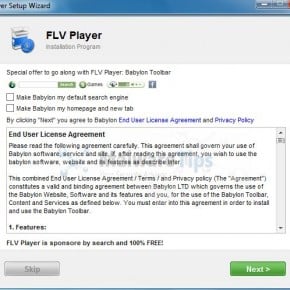 [Image: FLV Player browser hijacker]