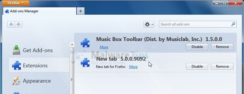 [Image: Music Box Toolbar Firefox extension]