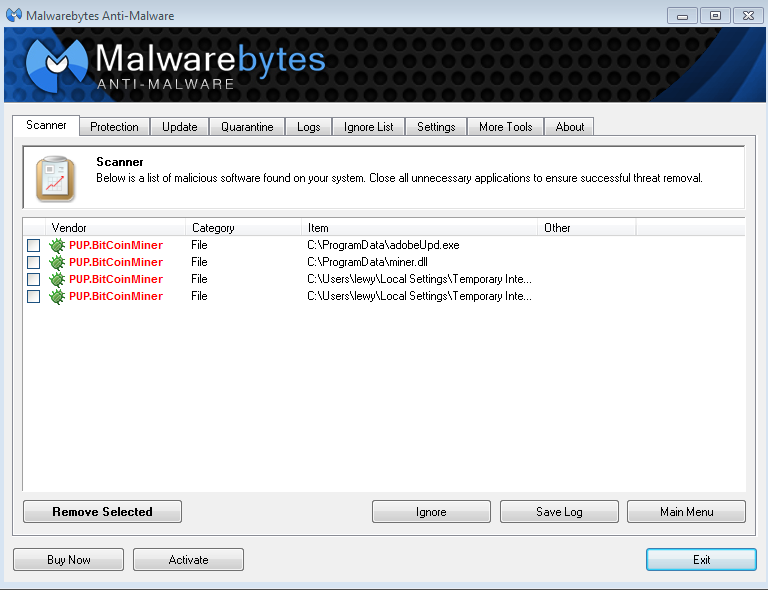 RiskWare.BitCoinMiner keeps redownloading - Resolved Malware Removal Logs -  Malwarebytes Forums