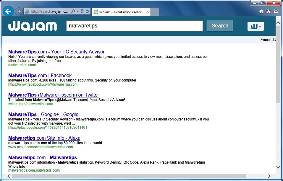 [Image: Search.Wajam.com redirect]