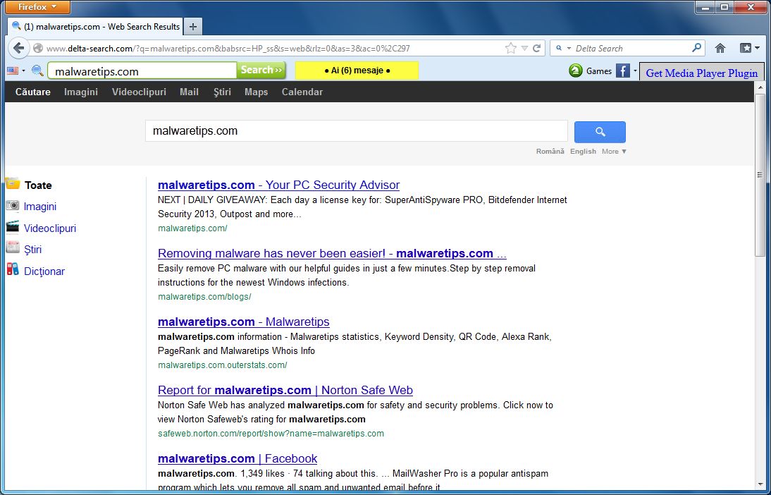 [Image: www1.delta-search.com redirect]