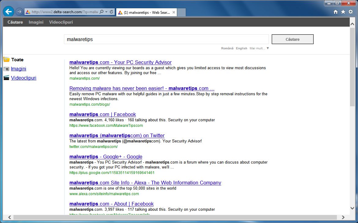 [Image: www2.delta-search.com redirect]